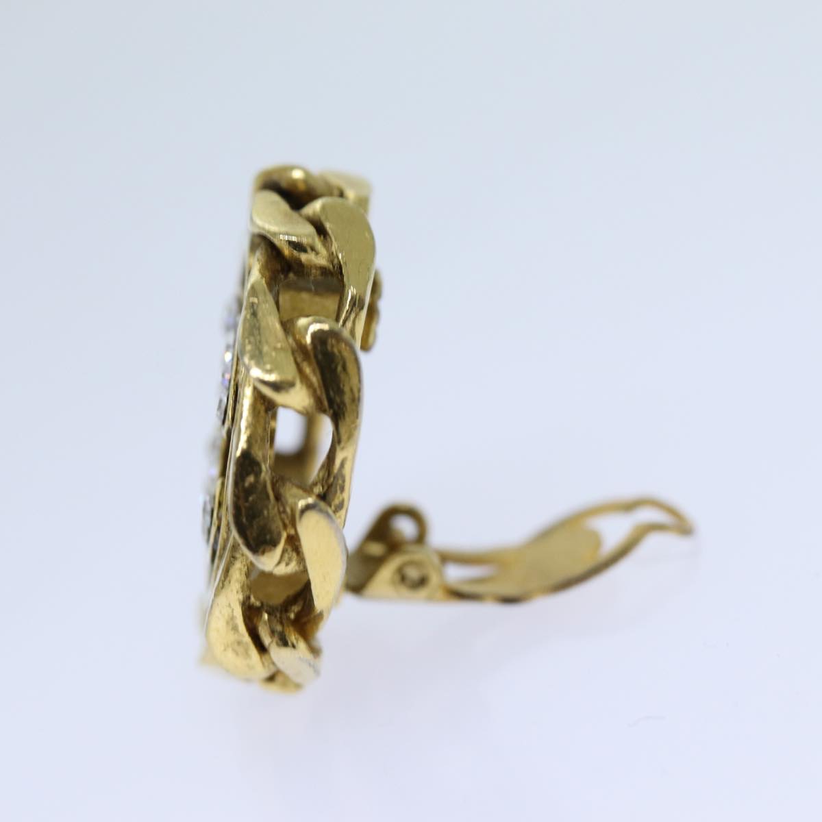 CHANEL COCO Mark Earring metal Gold Tone CC Auth hk1222