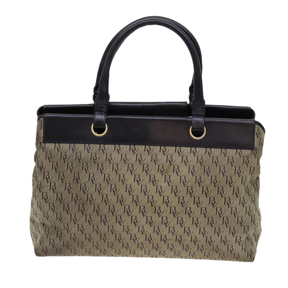 BOTTEGAVENETA Hand Bag Canvas Beige Auth hk1231