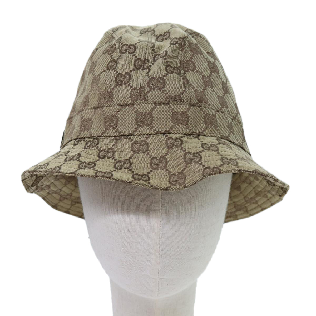 GUCCI GG Canvas Bucket Hat L Beige Auth hk1254