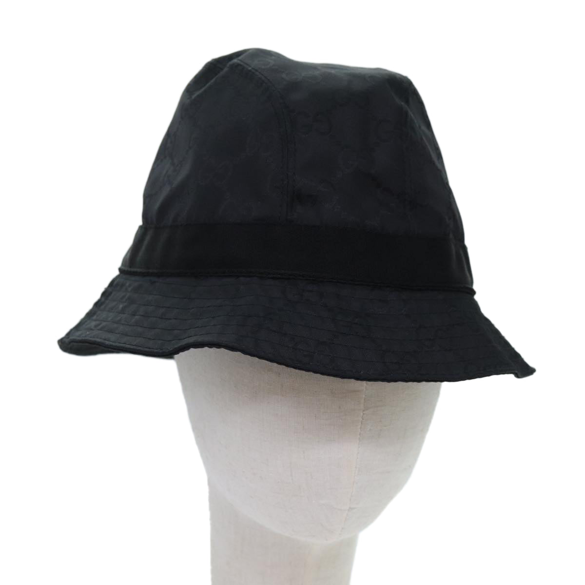 GUCCI GG Canvas Bucket Hat Nylon XL Black Auth hk1255