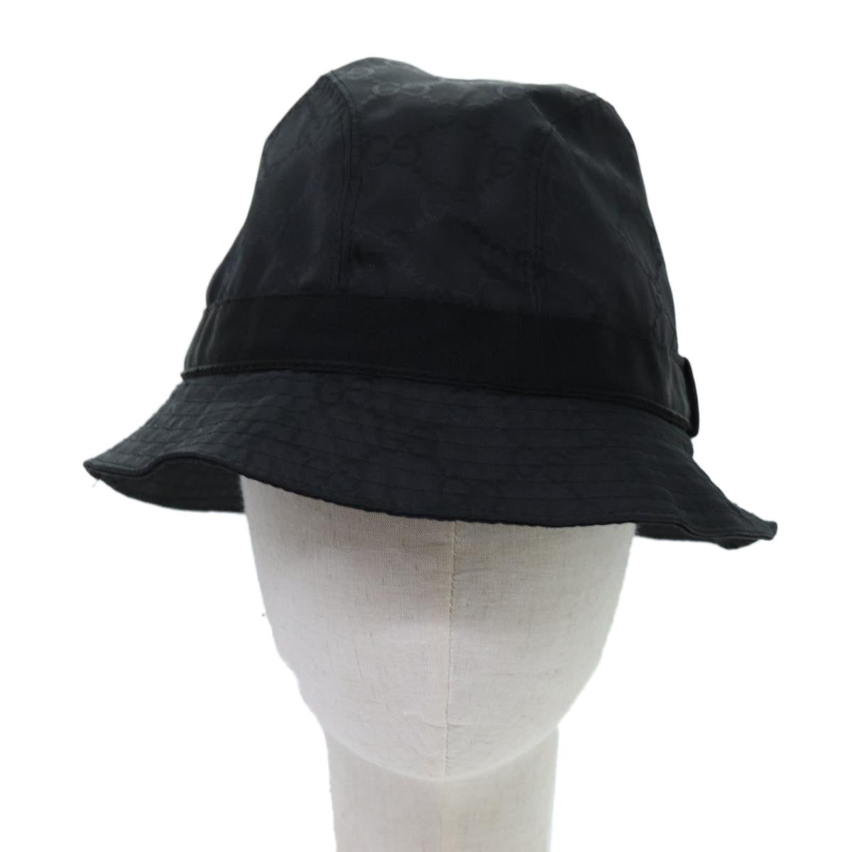 GUCCI GG Canvas Bucket Hat Nylon XL Black Auth hk1255