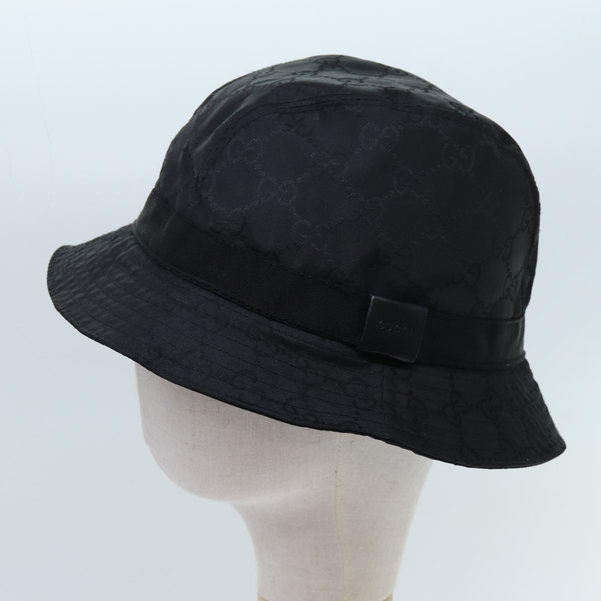 GUCCI GG Canvas Bucket Hat Nylon XL Black Auth hk1255