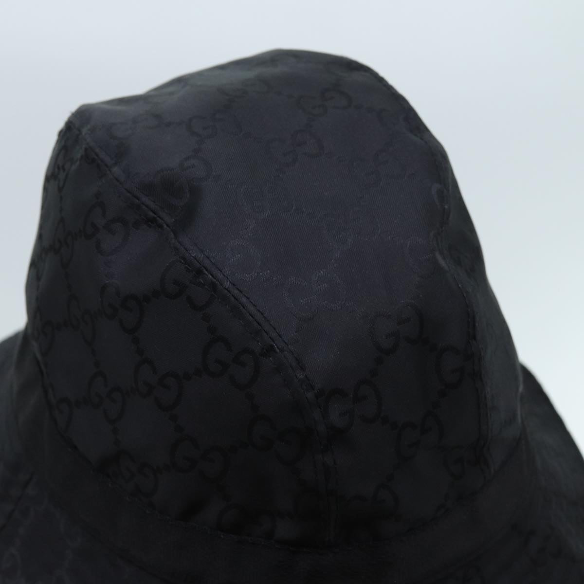 GUCCI GG Canvas Bucket Hat Nylon XL Black Auth hk1255