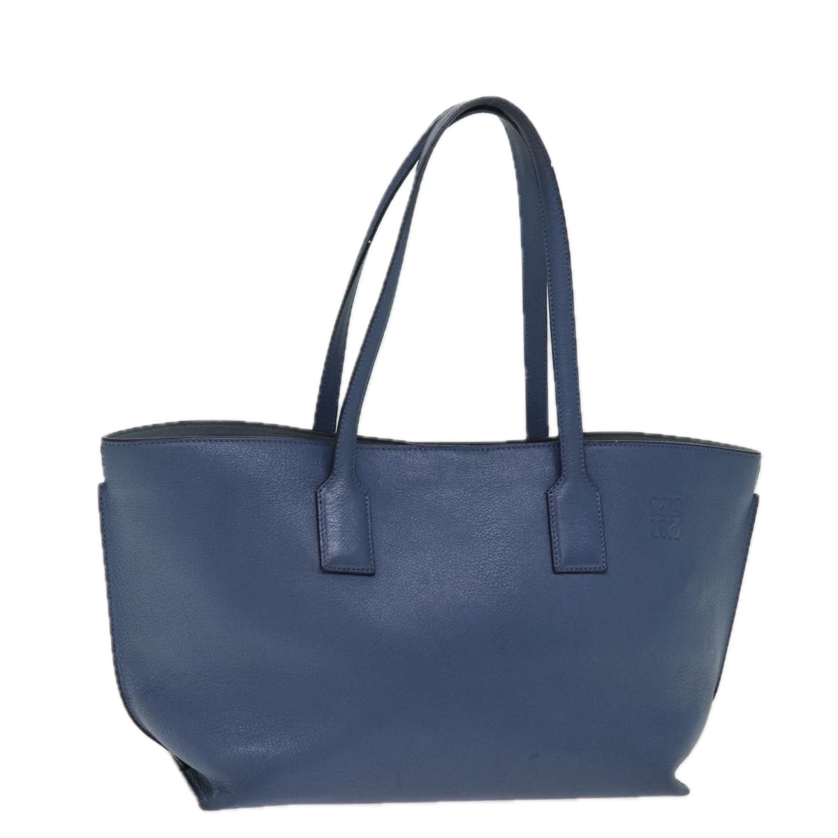 LOEWE Tote Bag Leather Blue Auth hk1302