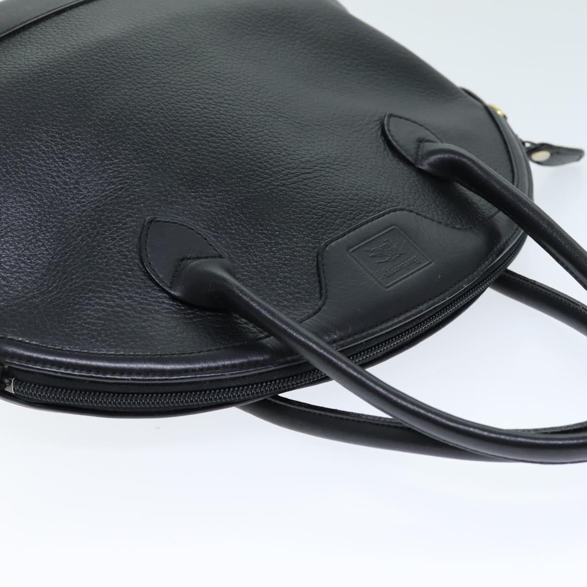 Burberrys Hand Bag Leather Black Auth hk1315