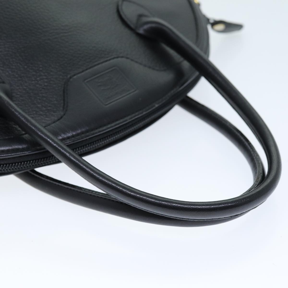 Burberrys Hand Bag Leather Black Auth hk1315