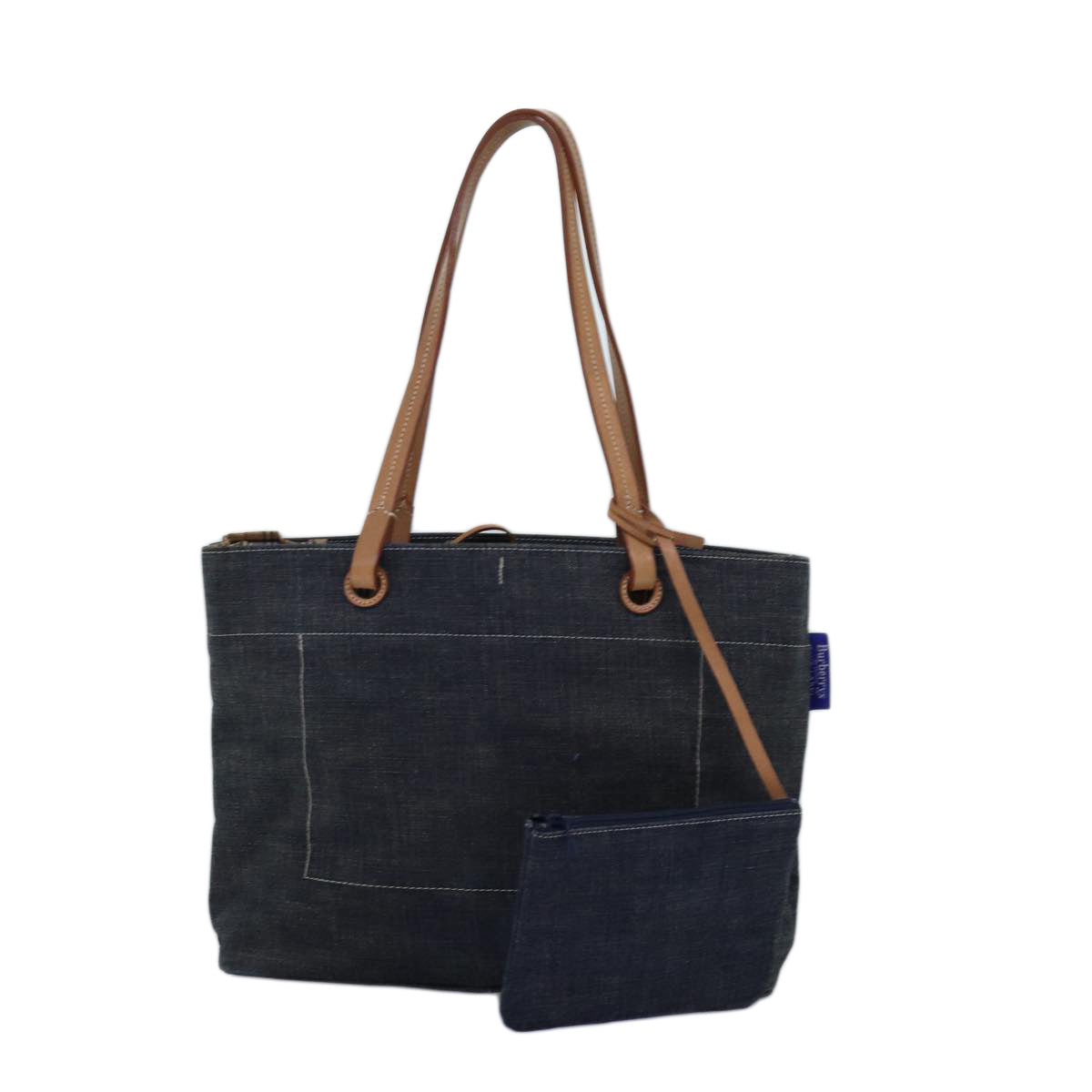 Burberrys Blue Label Tote Bag Denim Navy Auth hk1318