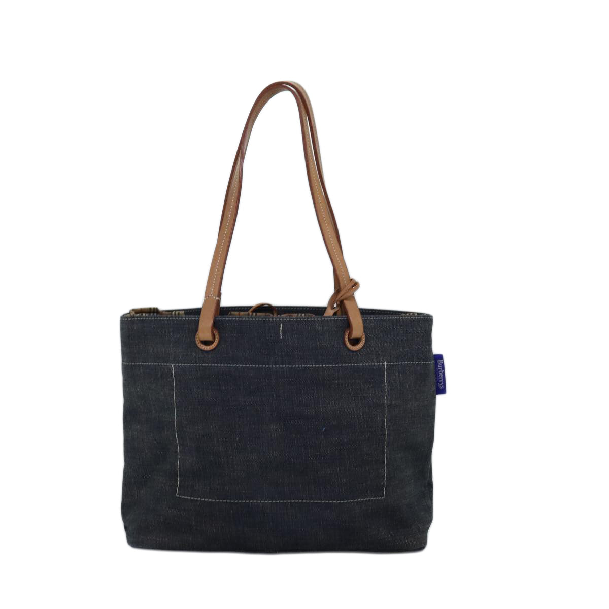 Burberrys Blue Label Tote Bag Denim Navy Auth hk1318