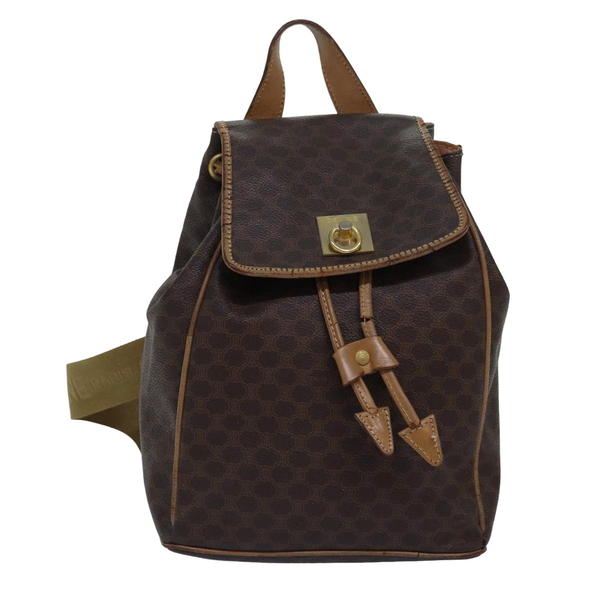 CELINE Macadam Canvas Backpack PVC Brown Auth hk1383