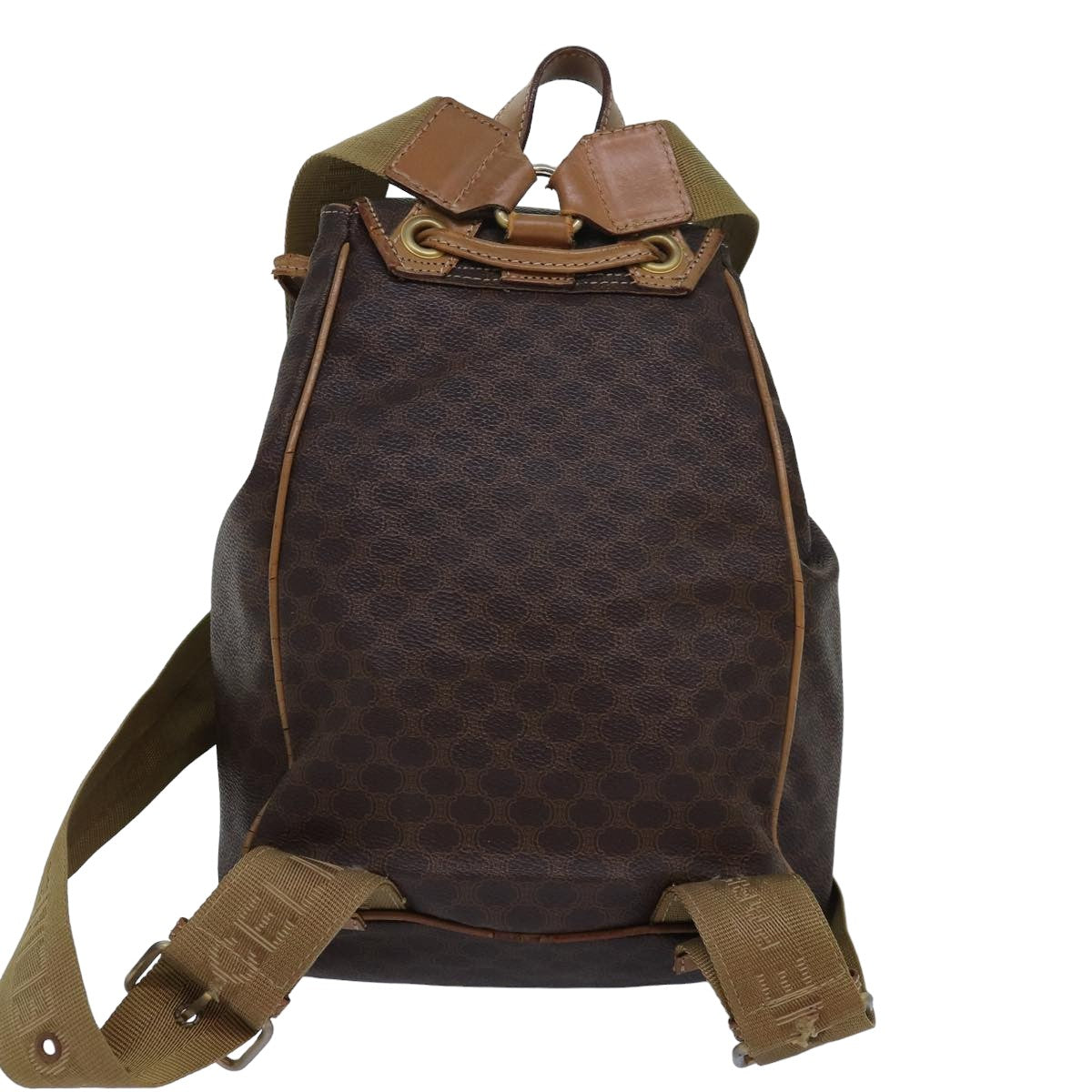 CELINE Macadam Canvas Backpack PVC Brown Auth hk1383