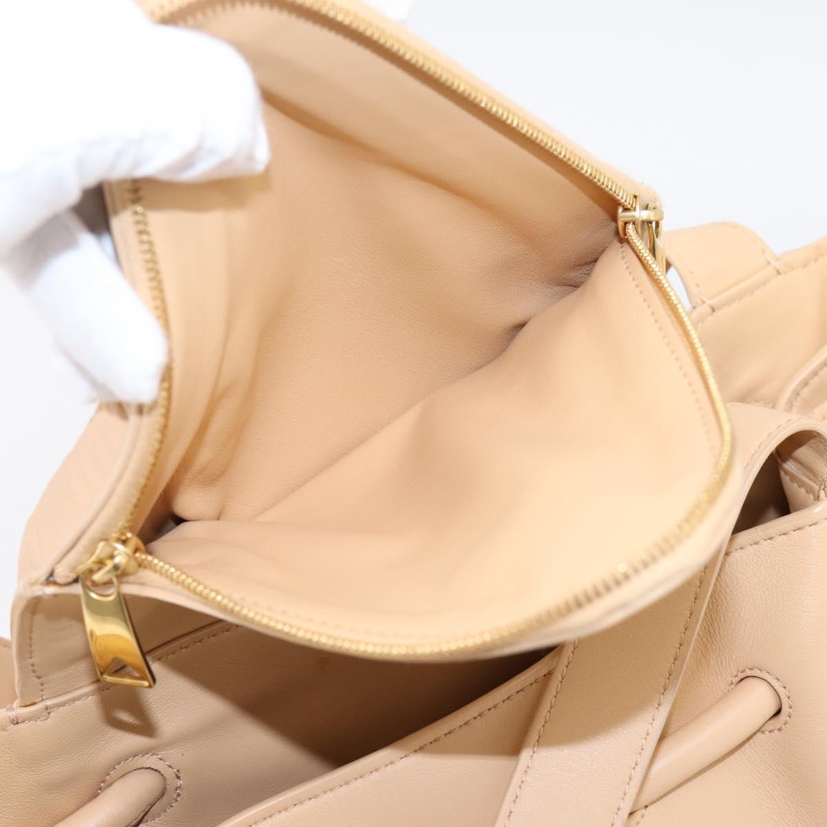 BOTTEGA VENETA Hand Bag Leather 2way Beige Auth hk1443V