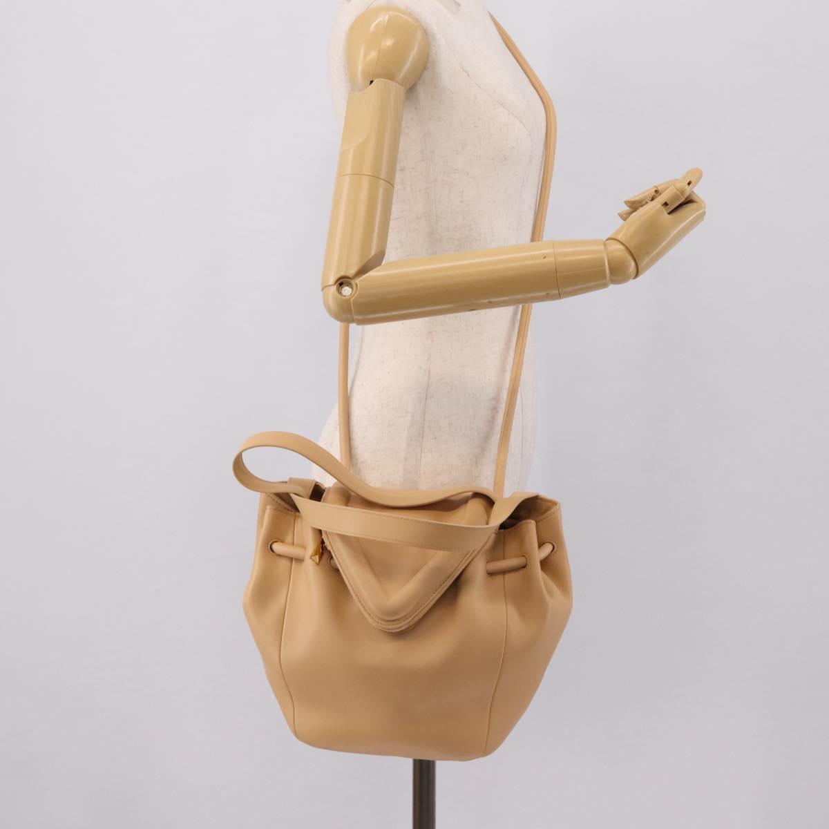 BOTTEGA VENETA Hand Bag Leather 2way Beige Auth hk1443V