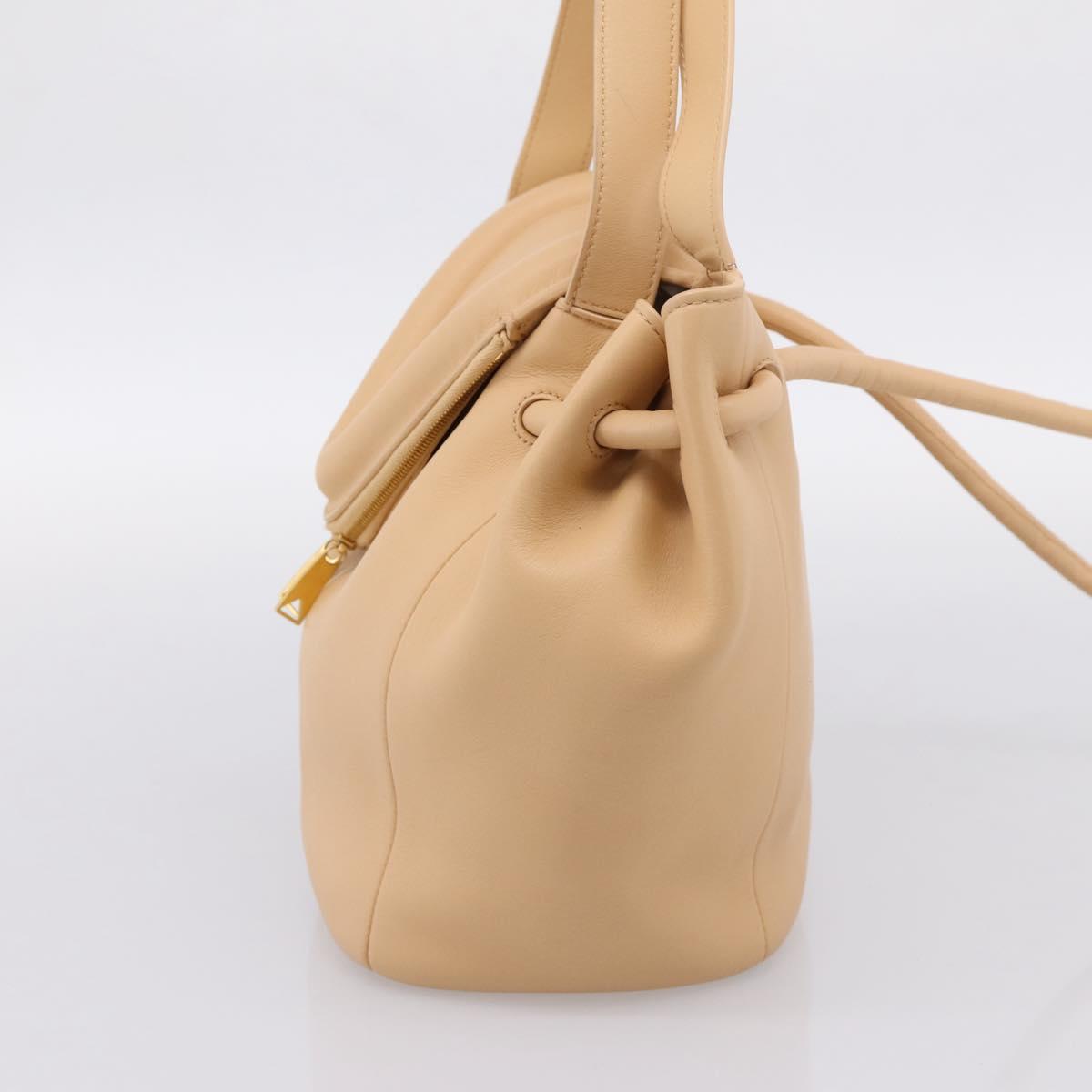 BOTTEGA VENETA Hand Bag Leather 2way Beige Auth hk1443V