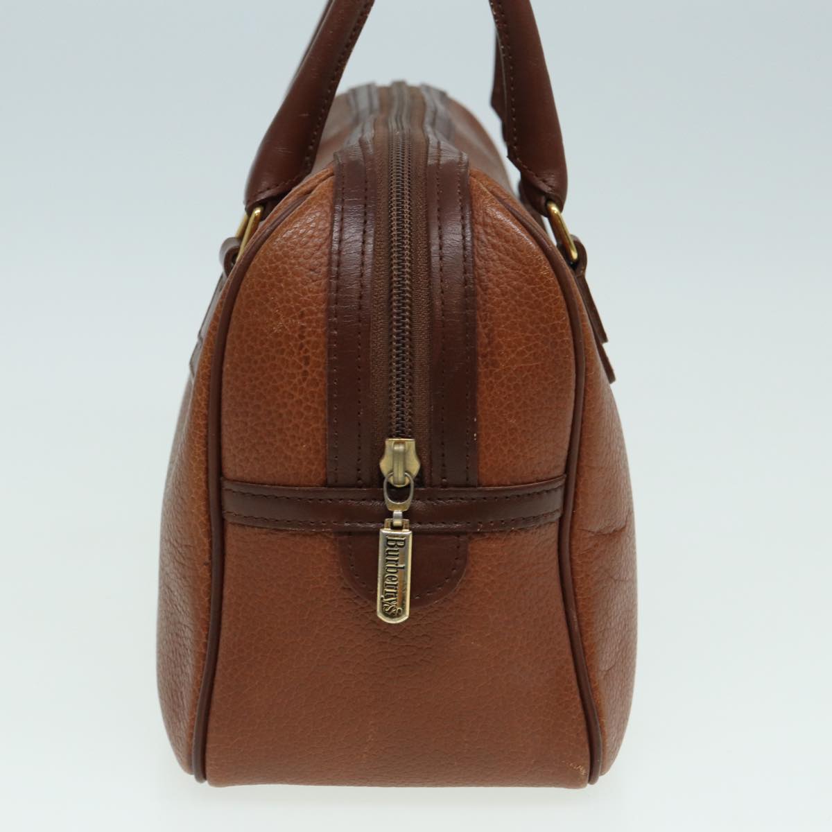 Burberrys Hand Bag Leather Brown Auth hk1457