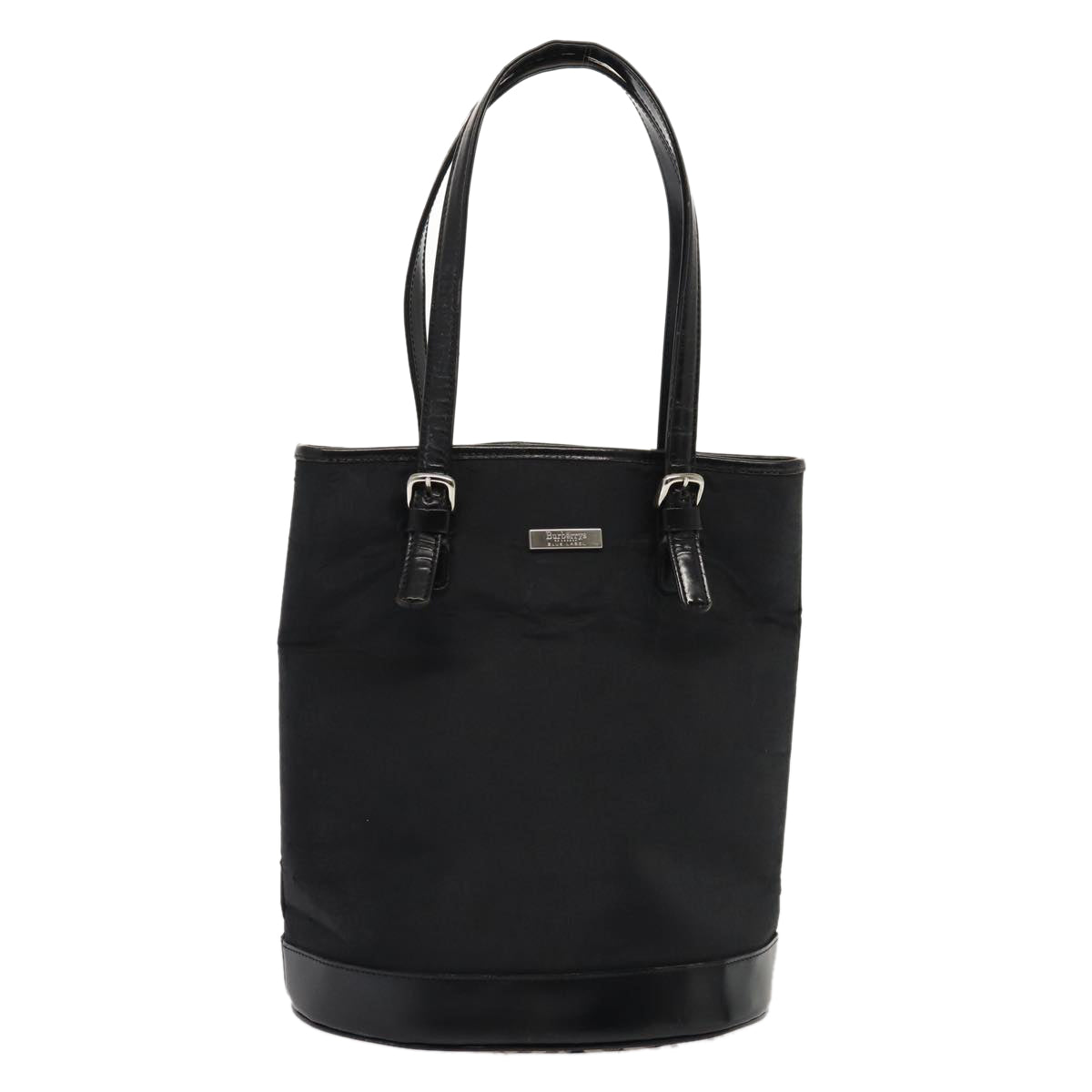 Burberrys Nova Check Blue Label Tote Bag Nylon Beige Black Auth hk1462