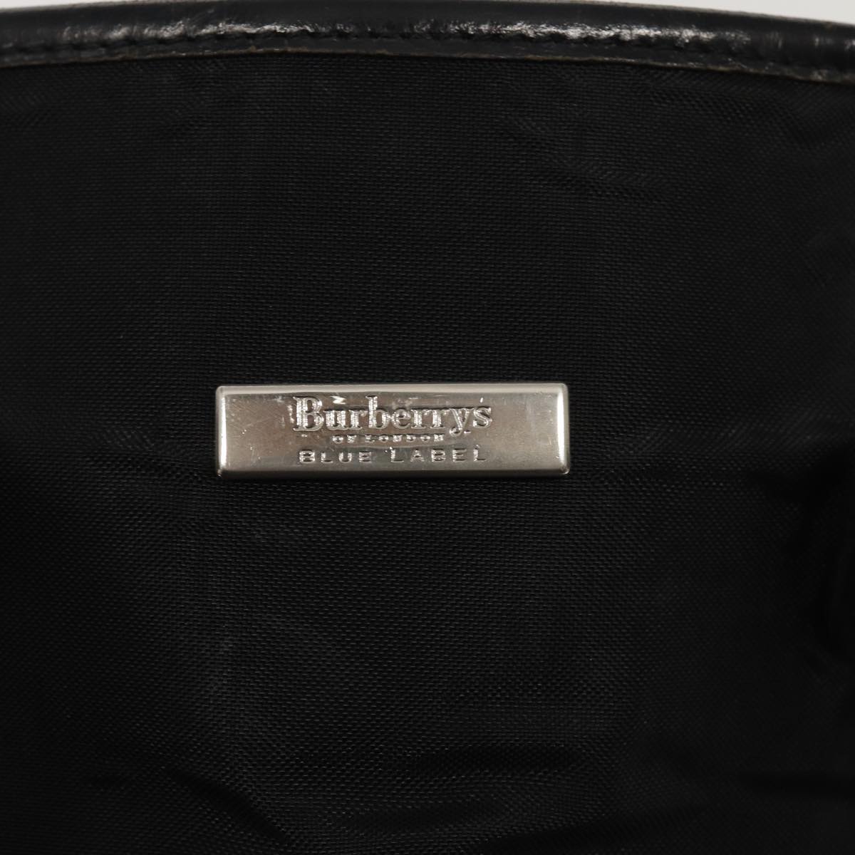 Burberrys Nova Check Blue Label Tote Bag Nylon Beige Black Auth hk1462