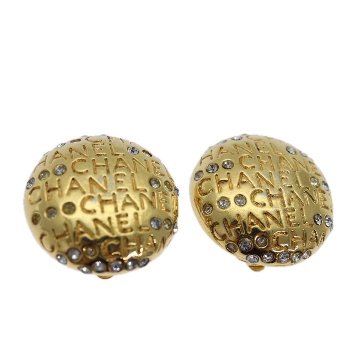 CHANEL Earring metal Gold CC Auth hk1467