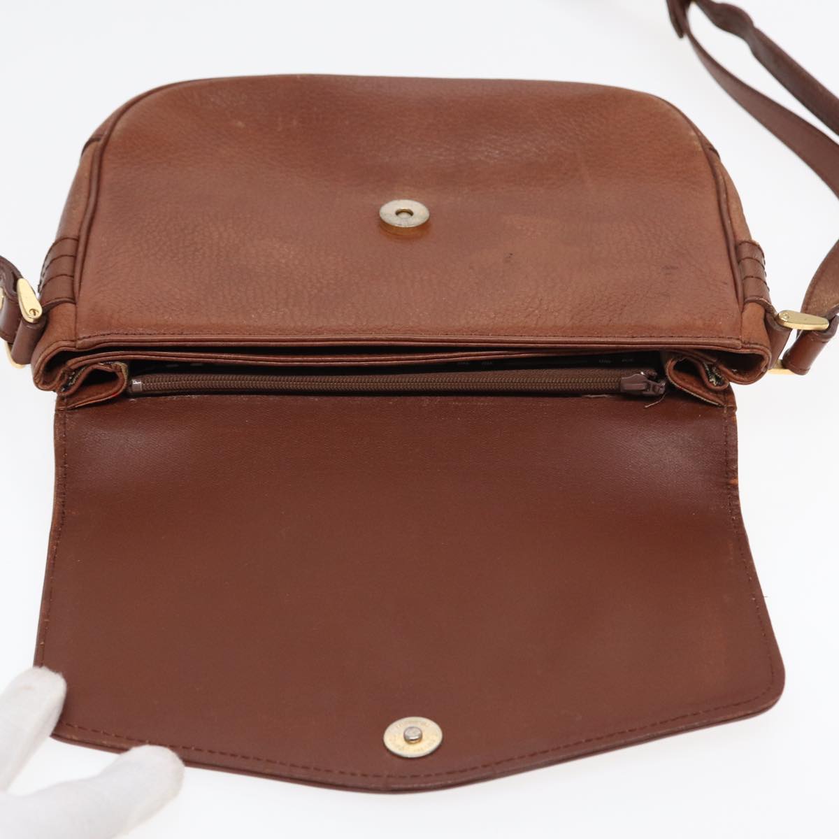 Burberrys Shoulder Bag Leather Brown Auth hk1530