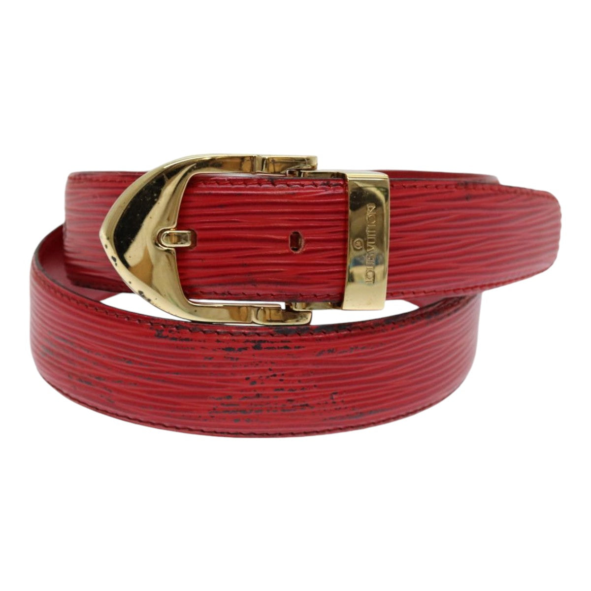 LOUIS VUITTON Epi Ceinture Belt 33.5"" Red LV Auth hk1545