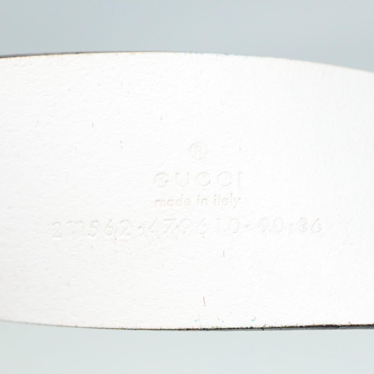 GUCCI GG Canvas Guccissima Belt Leather 40.9"" White 211562 Auth hk1556