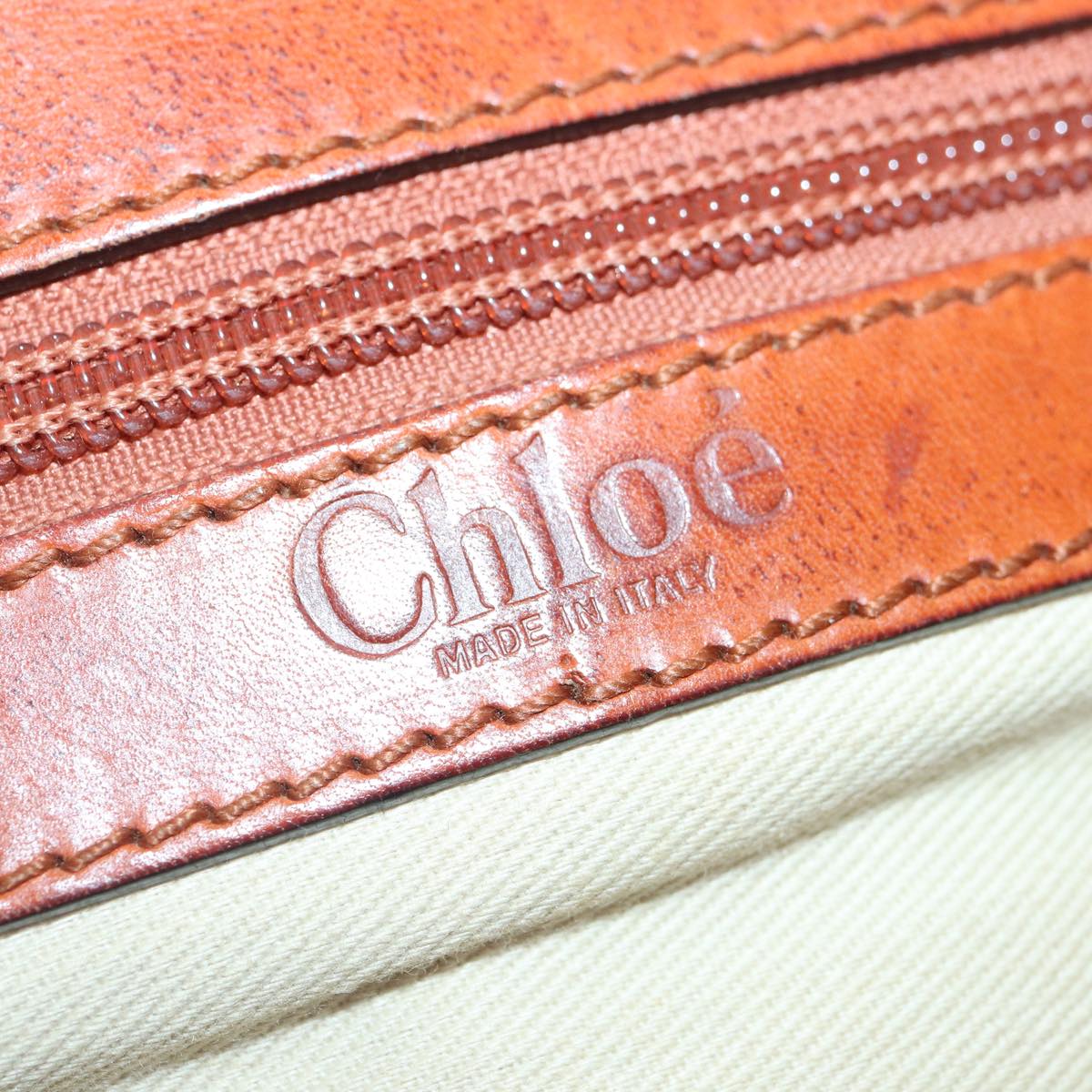 Chloe Kerala Hand Bag Leather Brown Gold Auth hk1581