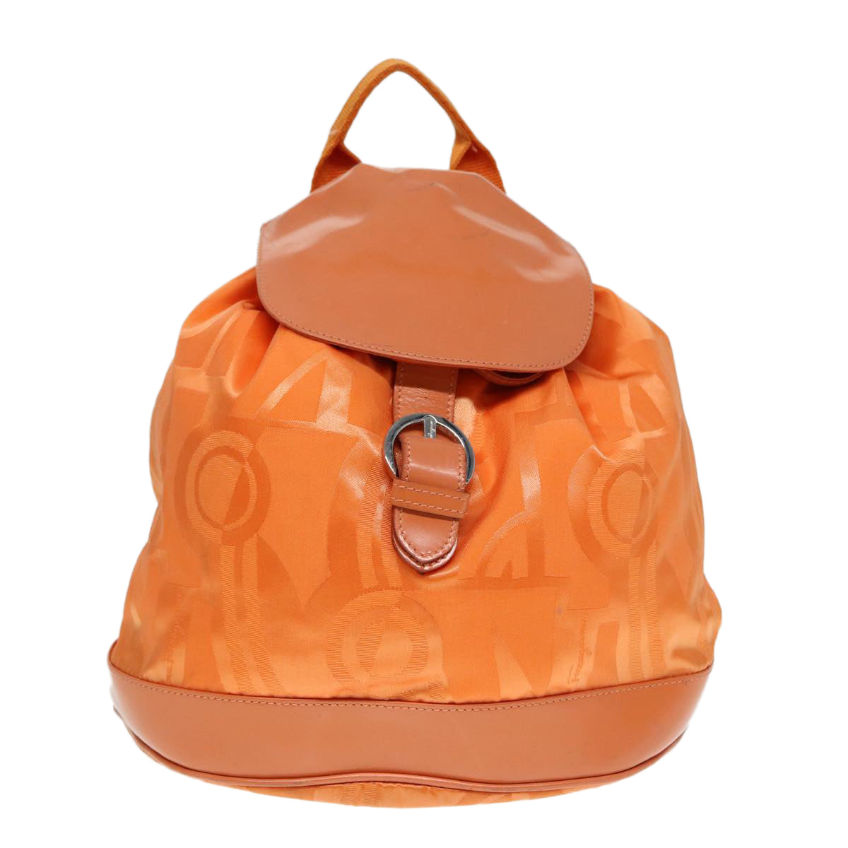 Salvatore Ferragamo Gancini Backpack Nylon Orange Silver Auth hk1583