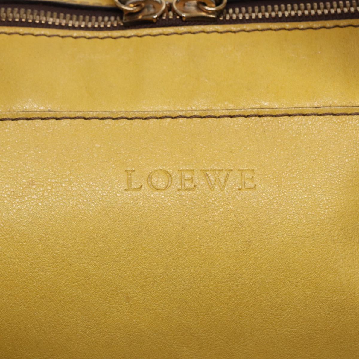 LOEWE Tote Bag Leather Yellow Gold Auth hk1584