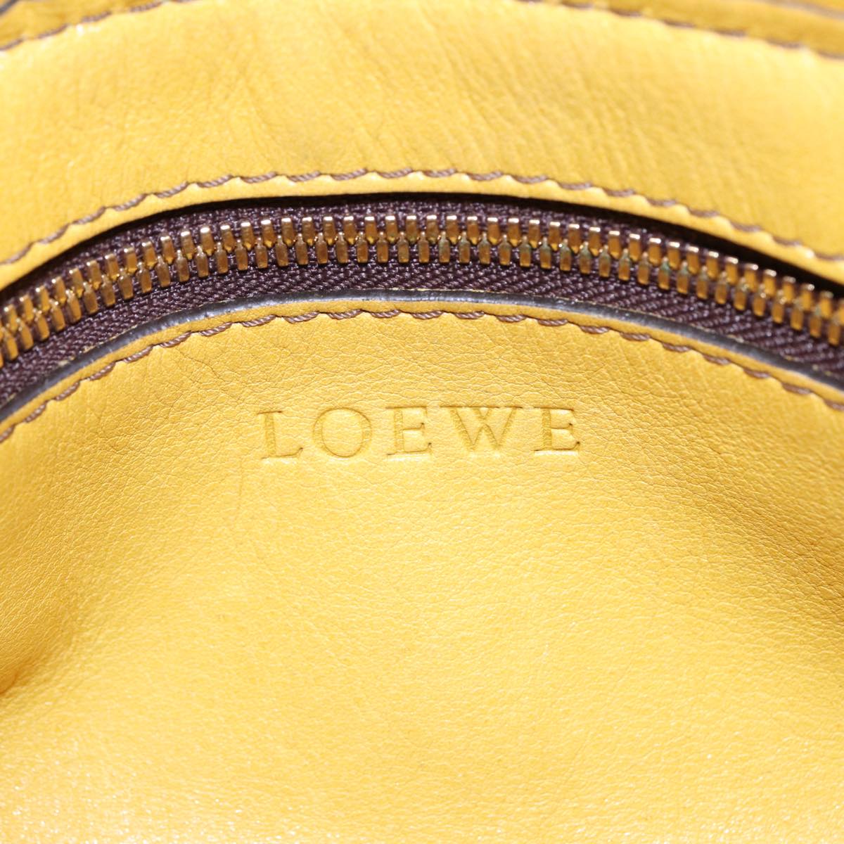 LOEWE Tote Bag Leather Yellow Gold Auth hk1584