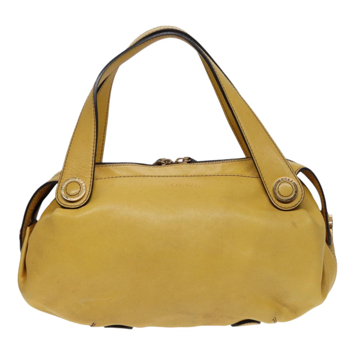 LOEWE Tote Bag Leather Yellow Gold Auth hk1584