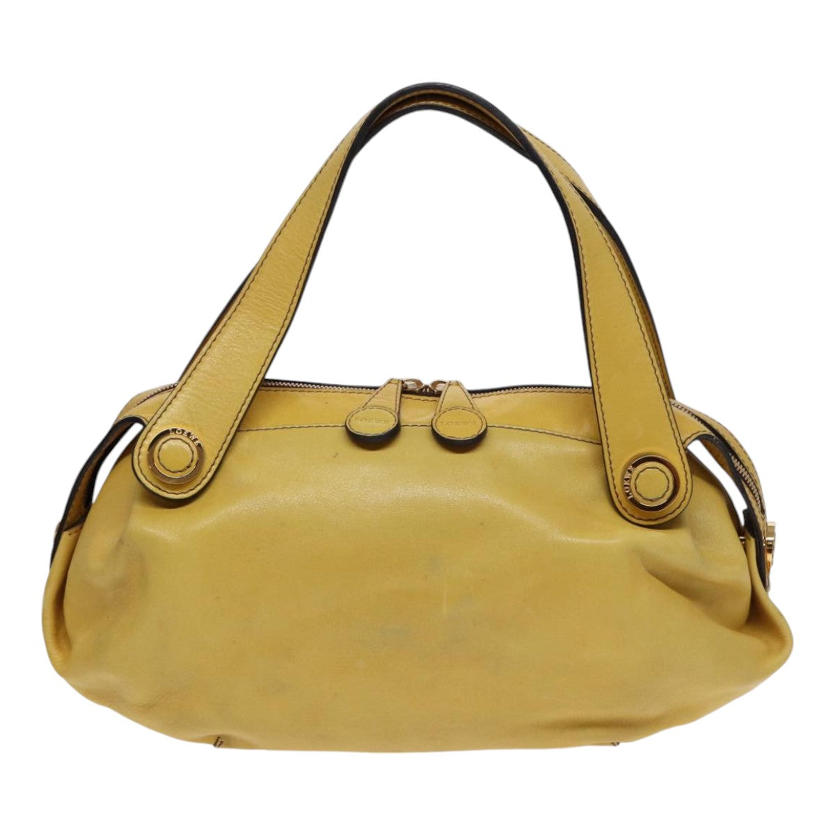 LOEWE Tote Bag Leather Yellow Gold Auth hk1584