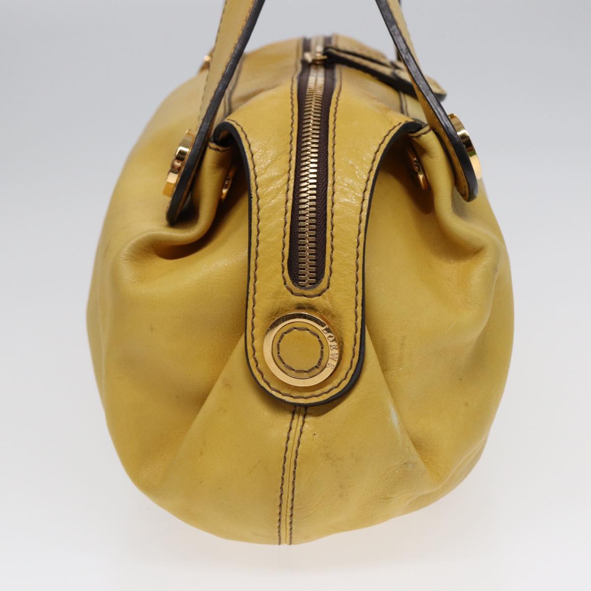 LOEWE Tote Bag Leather Yellow Gold Auth hk1584