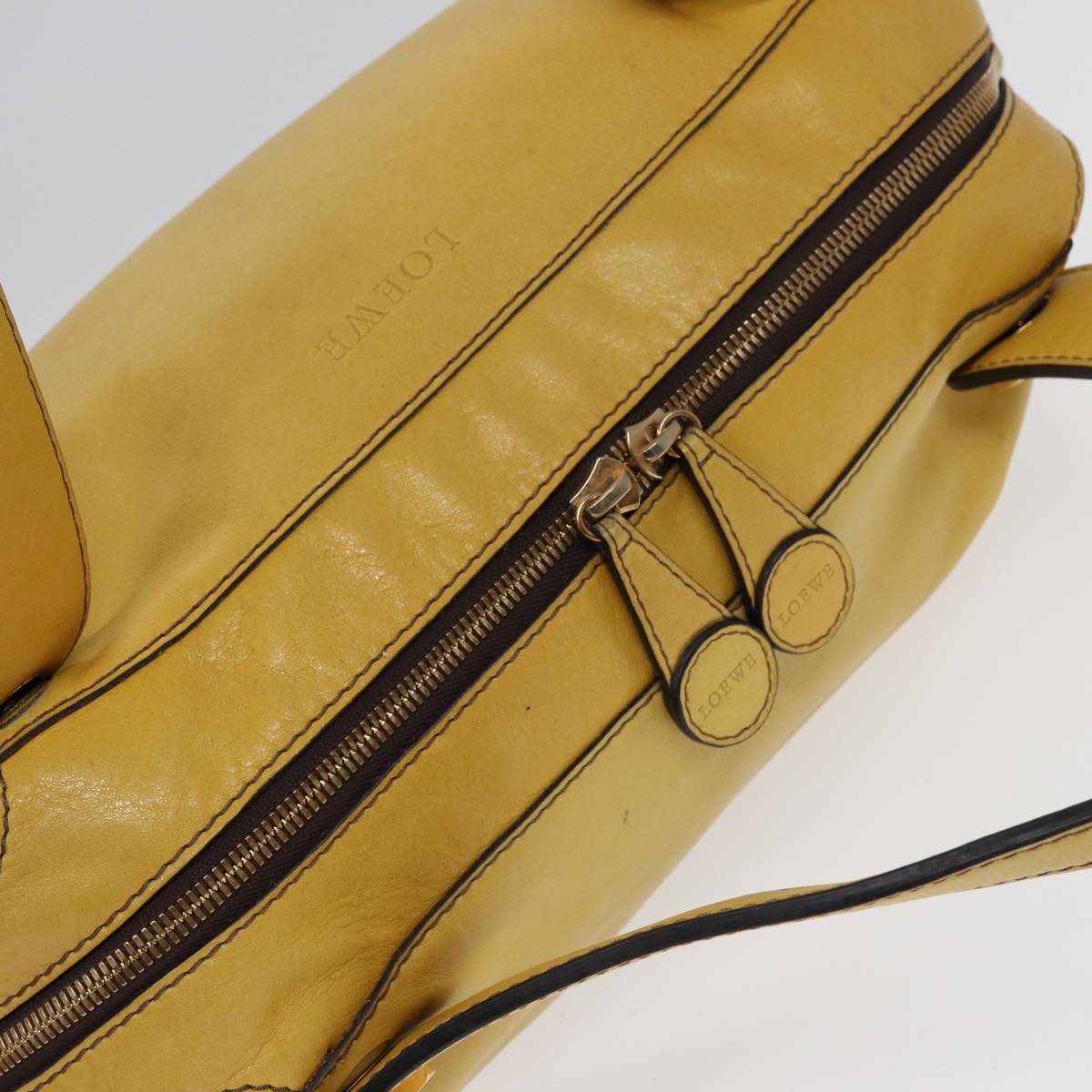 LOEWE Tote Bag Leather Yellow Gold Auth hk1584