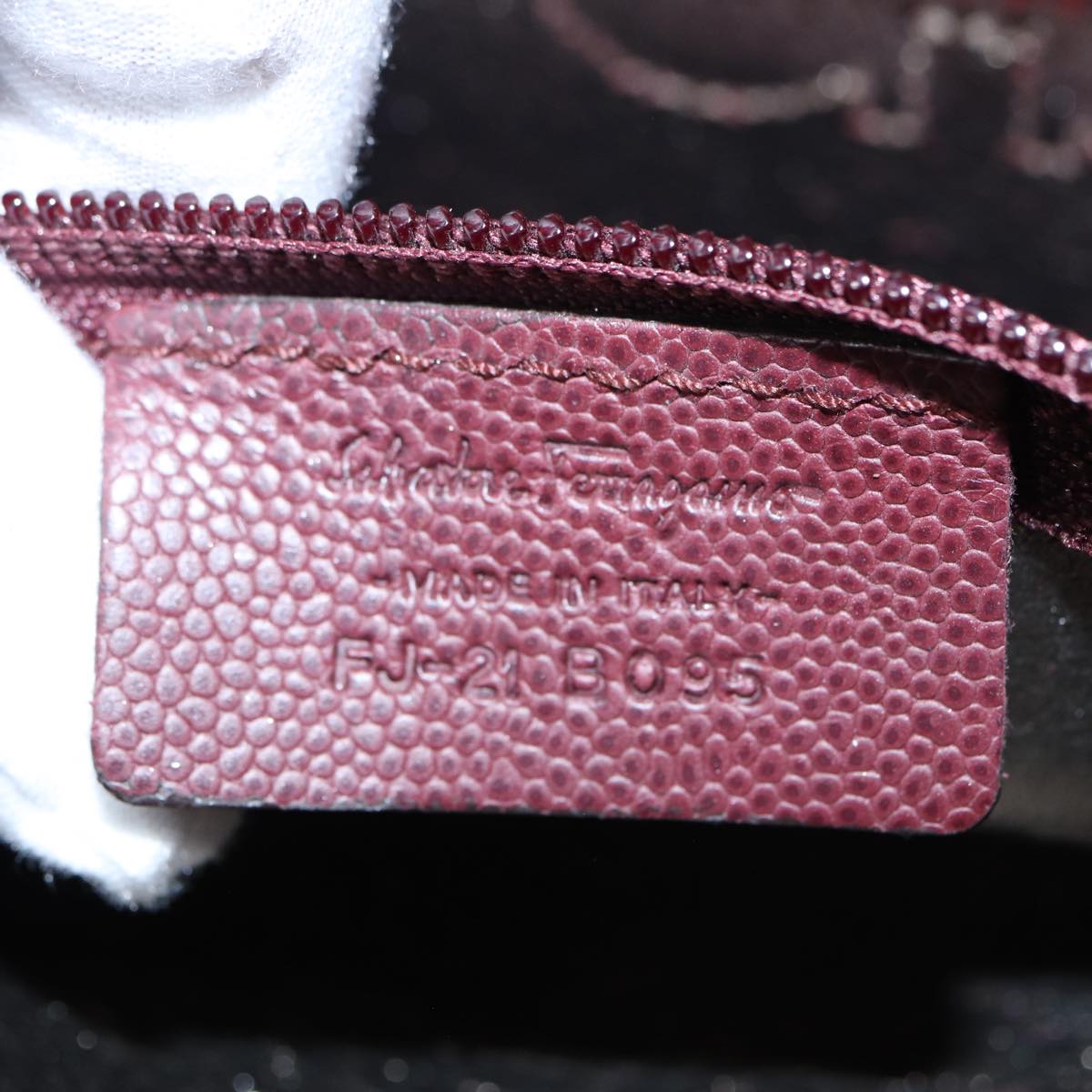 Salvatore Ferragamo Hand Bag Leather Wine Red Silver Auth hk1585