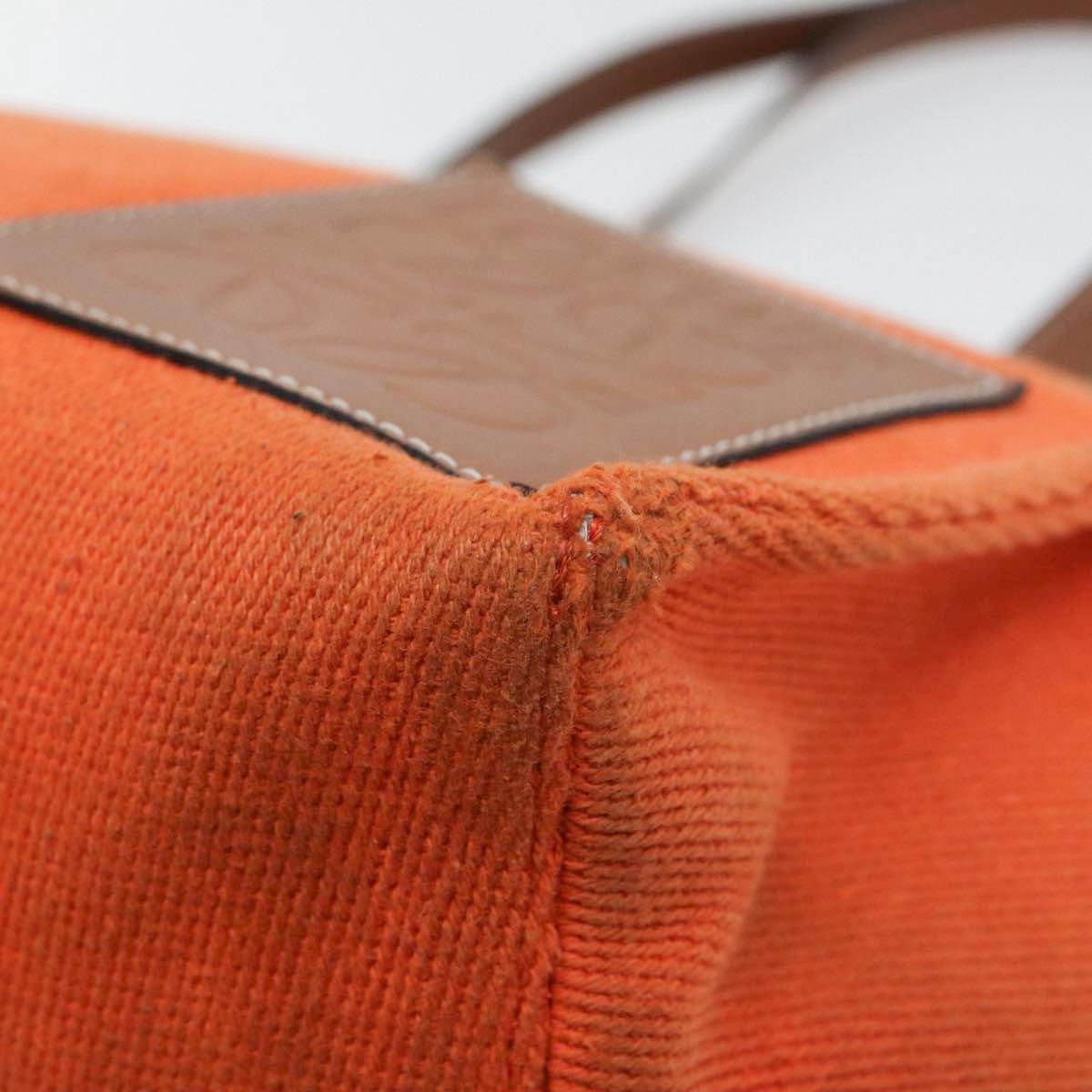 LOEWE Anagram Tote Bag Canvas Leather Orange Brown Auth hk1621