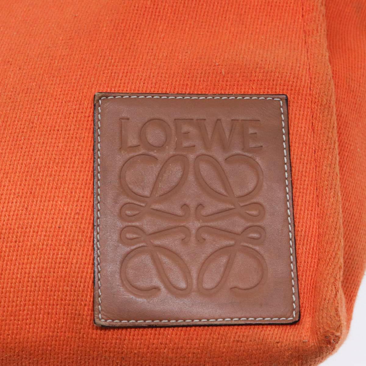 LOEWE Anagram Tote Bag Canvas Leather Orange Brown Auth hk1621