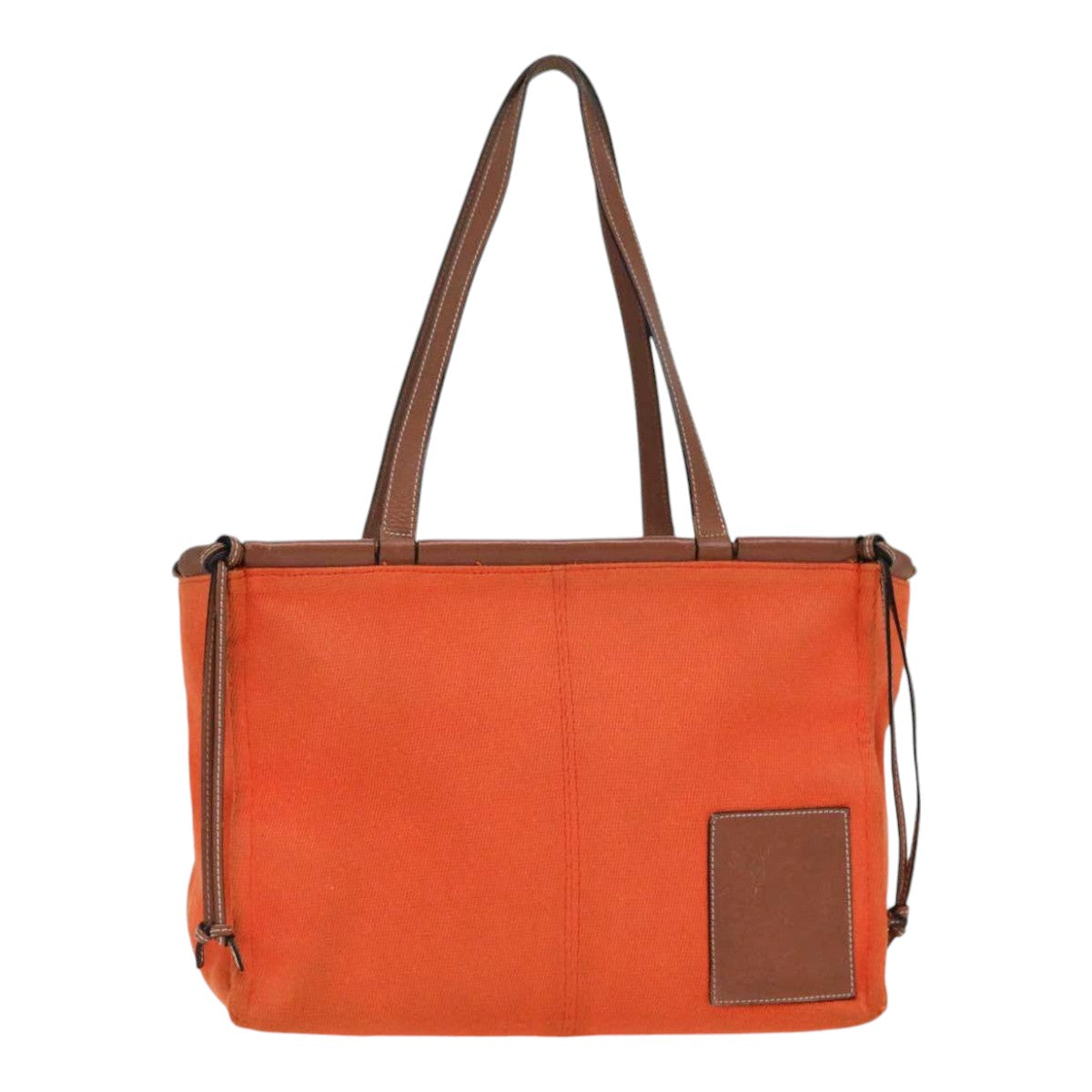 LOEWE Anagram Tote Bag Canvas Leather Orange Brown Auth hk1621