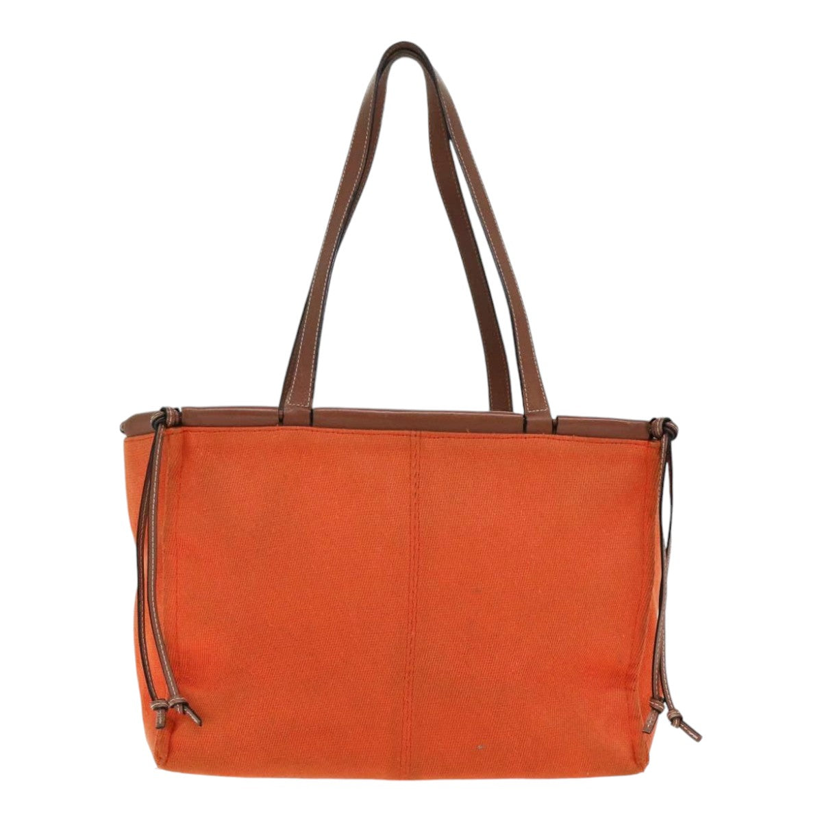 LOEWE Anagram Tote Bag Canvas Leather Orange Brown Auth hk1621