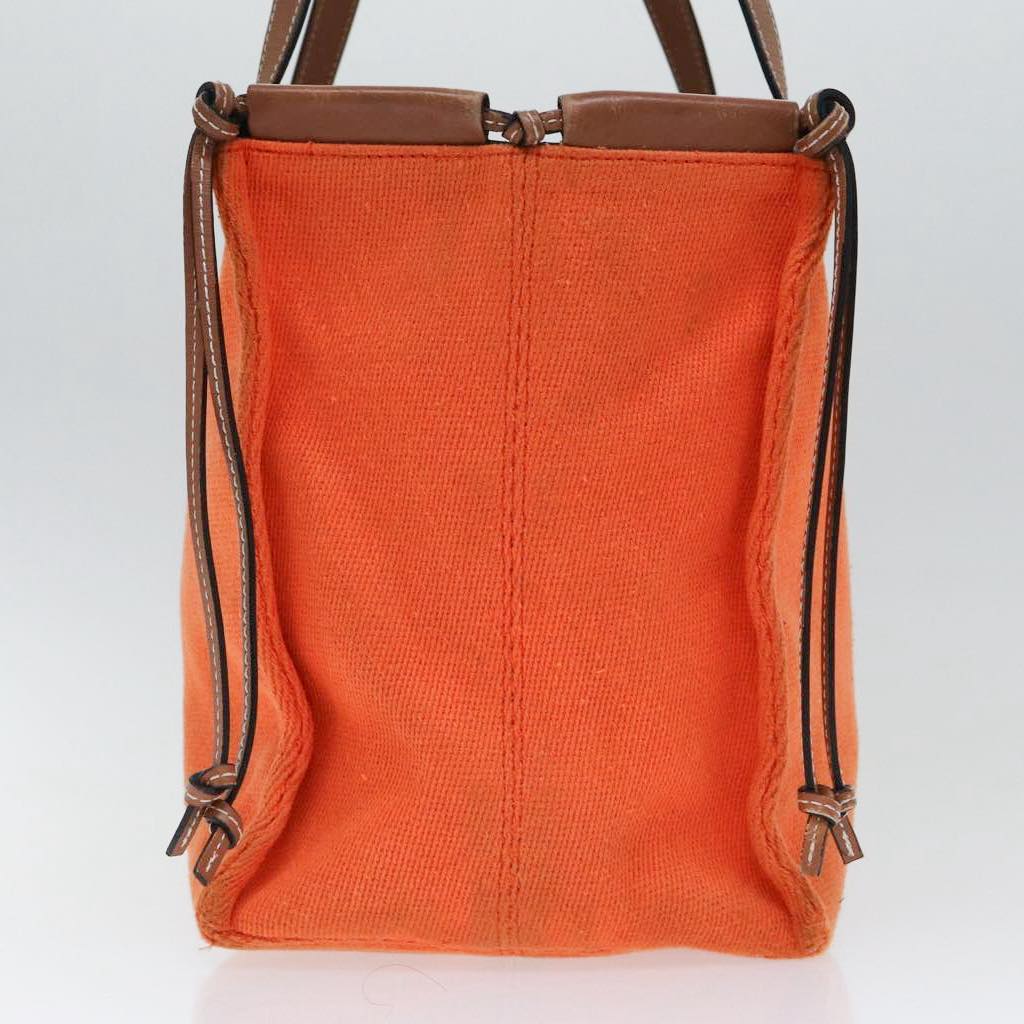 LOEWE Anagram Tote Bag Canvas Leather Orange Brown Auth hk1621