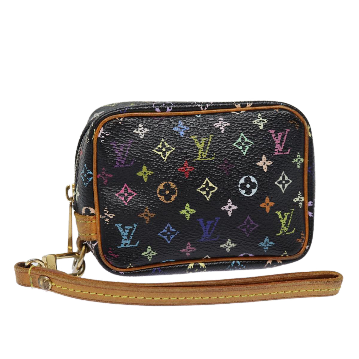 LOUIS VUITTON Monogram Multicolor Trousse Wapity Pouch Black M58034 Auth hk1642