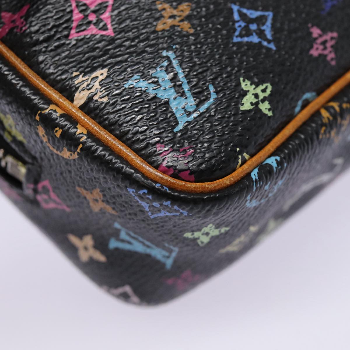 LOUIS VUITTON Monogram Multicolor Trousse Wapity Pouch Black M58034 Auth hk1642