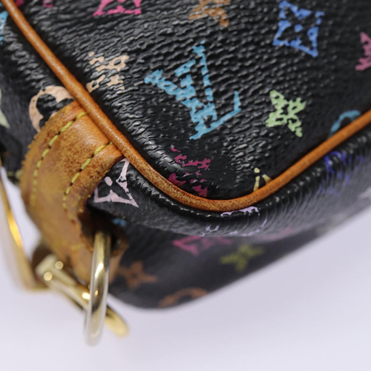 LOUIS VUITTON Monogram Multicolor Trousse Wapity Pouch Black M58034 Auth hk1642