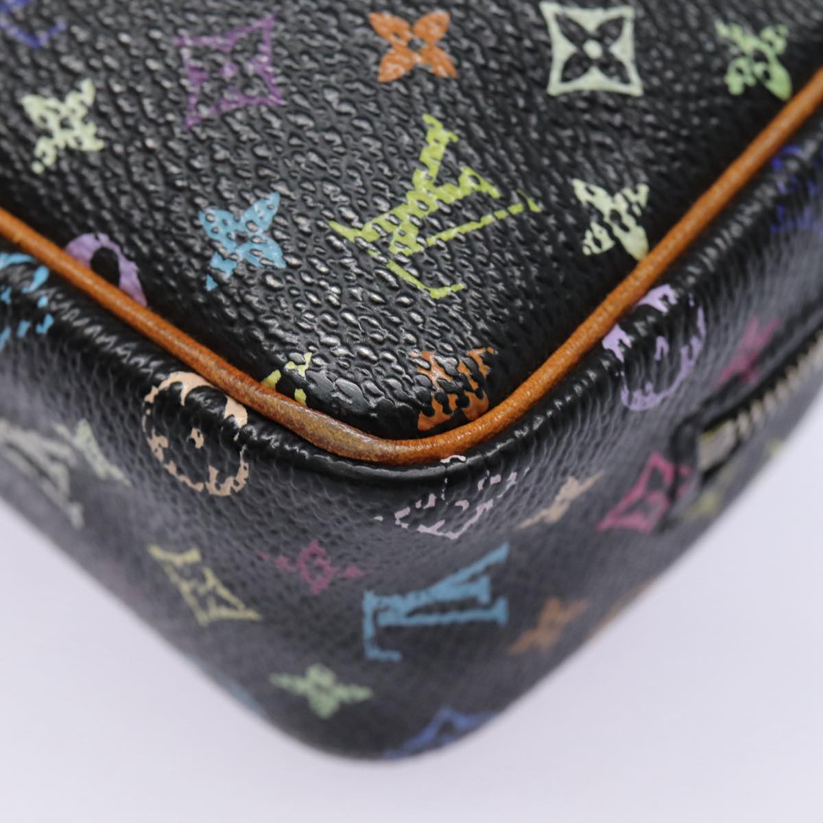 LOUIS VUITTON Monogram Multicolor Trousse Wapity Pouch Black M58034 Auth hk1642