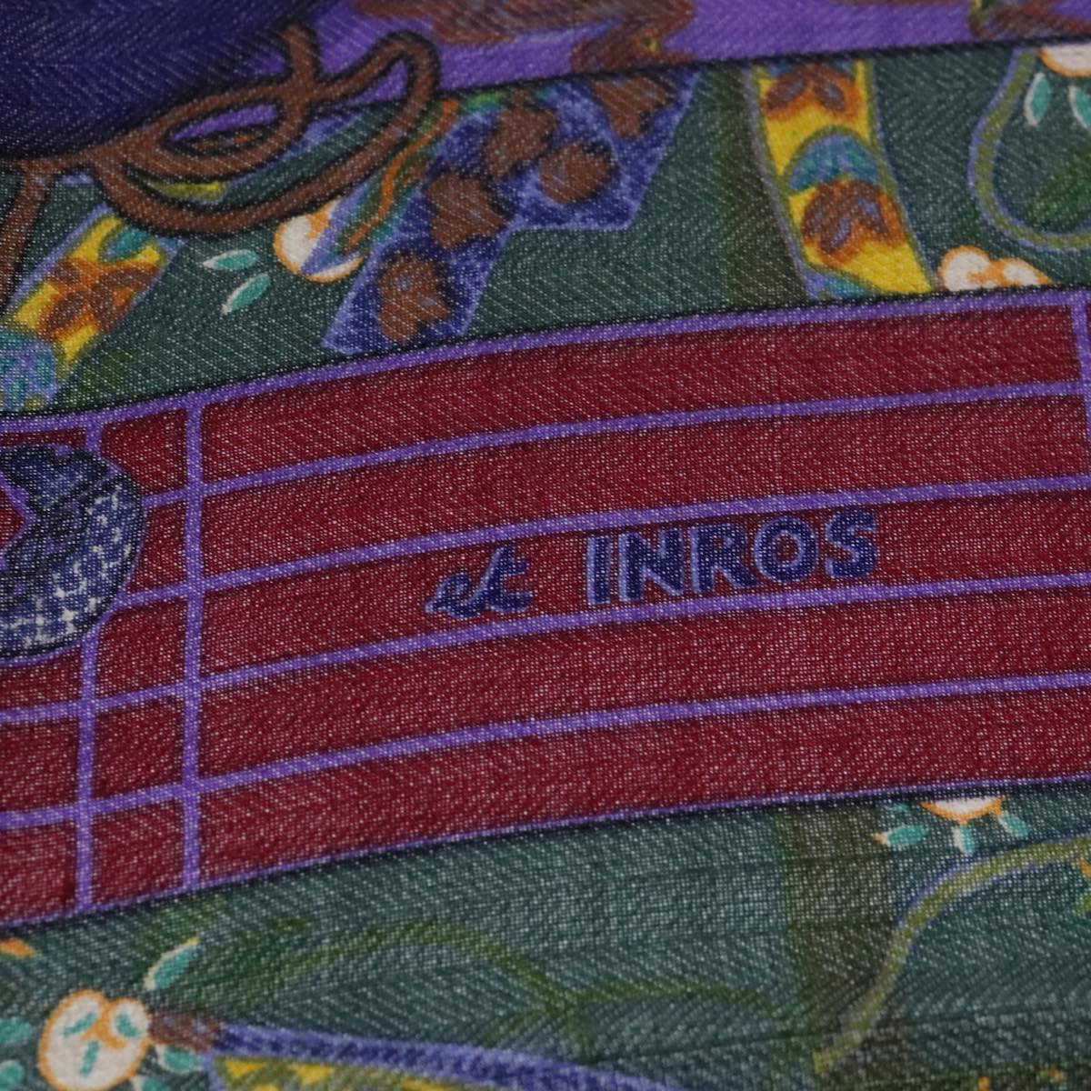 HERMES Carre140 CarreGeant Scarf ""Kimonos"" Cashmere Blue Green Auth hk1646