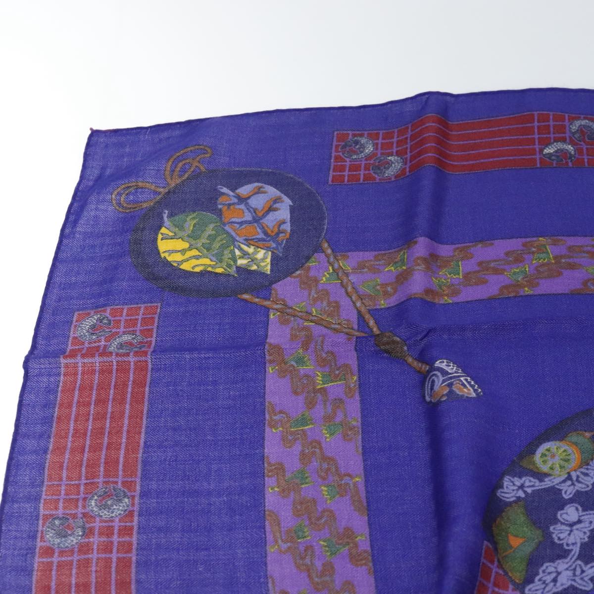 HERMES Carre140 CarreGeant Scarf ""Kimonos"" Cashmere Blue Green Auth hk1646