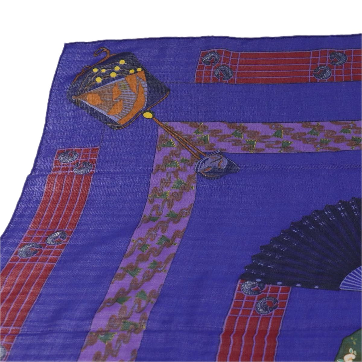 HERMES Carre140 CarreGeant Scarf ""Kimonos"" Cashmere Blue Green Auth hk1646