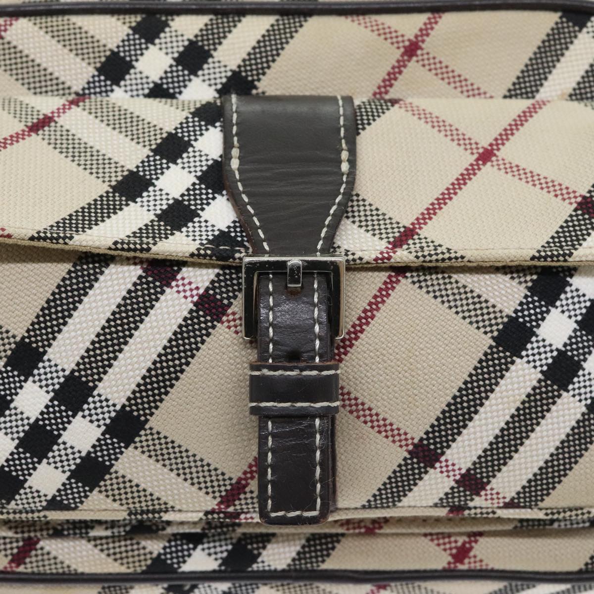 BURBERRY Nova Check Shoulder Bag Canvas Leather Beige Brown Auth hk1649