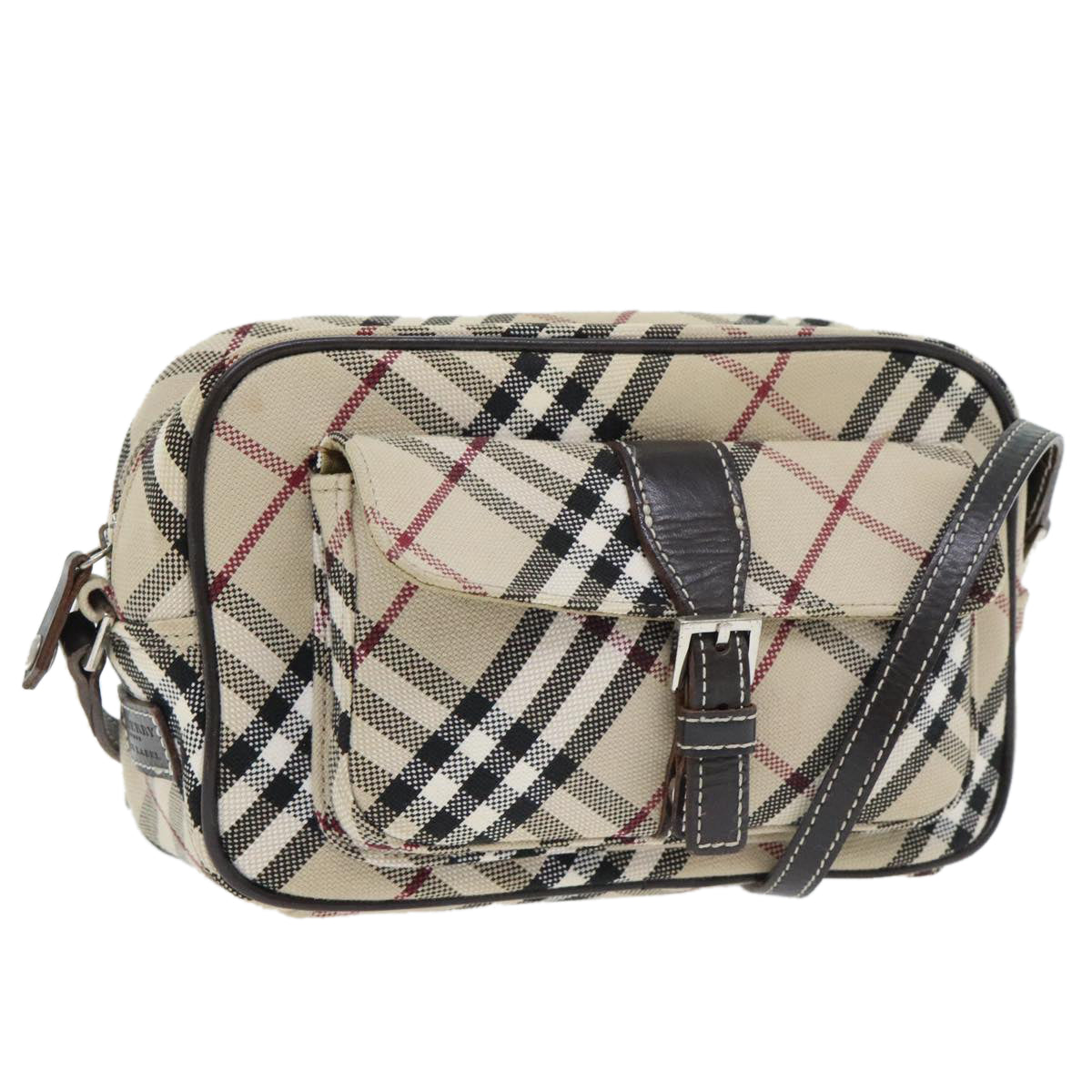 BURBERRY Nova Check Shoulder Bag Canvas Leather Beige Brown Auth hk1649