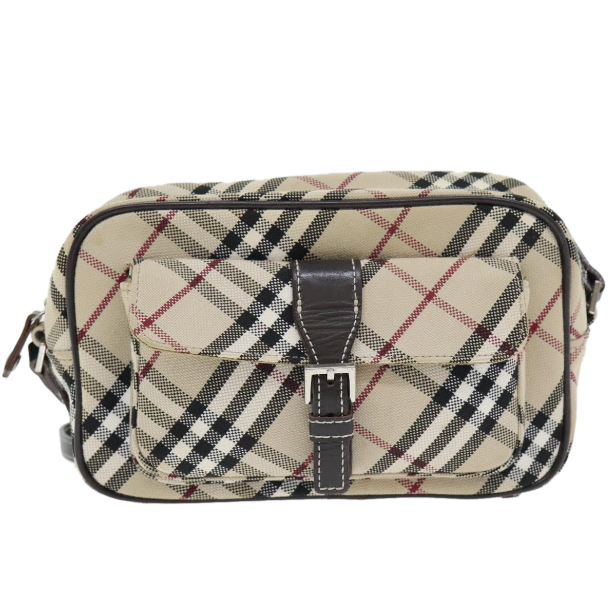 BURBERRY Nova Check Shoulder Bag Canvas Leather Beige Brown Auth hk1649