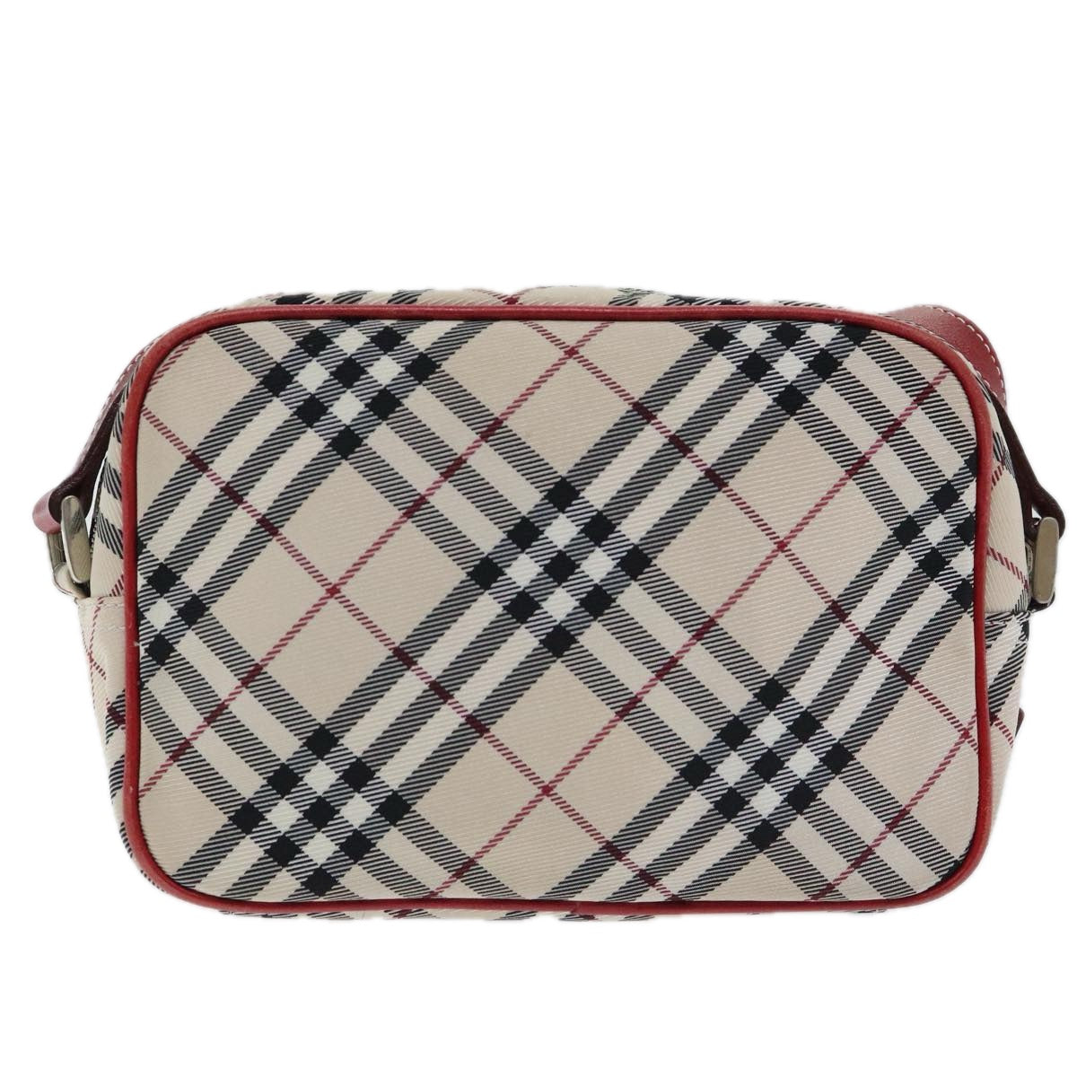 BURBERRY Nova Check Shoulder Bag Canvas Leather Beige Red Auth hk1650