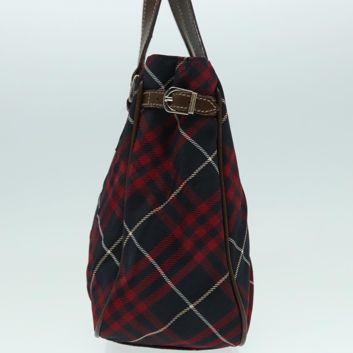 BURBERRY Nova Check Blue Label Hand Bag Canvas Red Auth hk1651